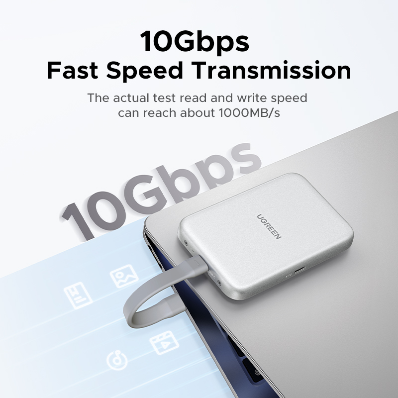 UGREEN Magnetic M.2 NVMe 2280 SSD Enclosure Magsafe SSD Case USB C 3.2 Gen2 to NVMe PCI-E for iPhone 16 Pro Max ProRes