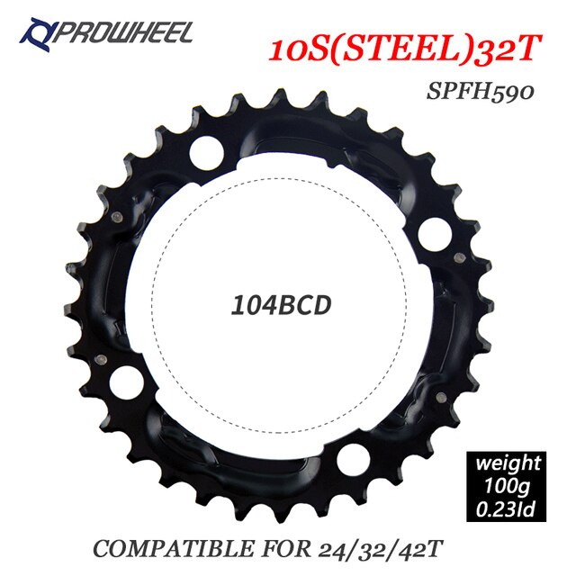 Prowheel fiets tandwielen 64/96/104 bcd mtb fiets kettingblad 22/24/30/32/40/42/44t kettingbladen mountainbike crankstel tand onderdelen: 10s 32t spfh 590