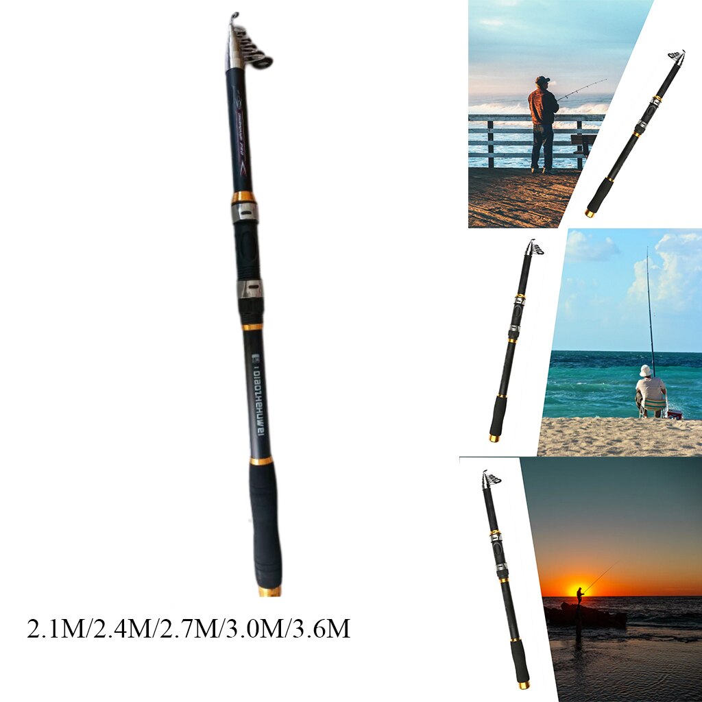 Caña de pescar retráctil portátil superdura, 2,1 m/2,4 m/2,7 m/3,0 m/3,6 m, grande, telescópica para pesca en el mar al aire libre