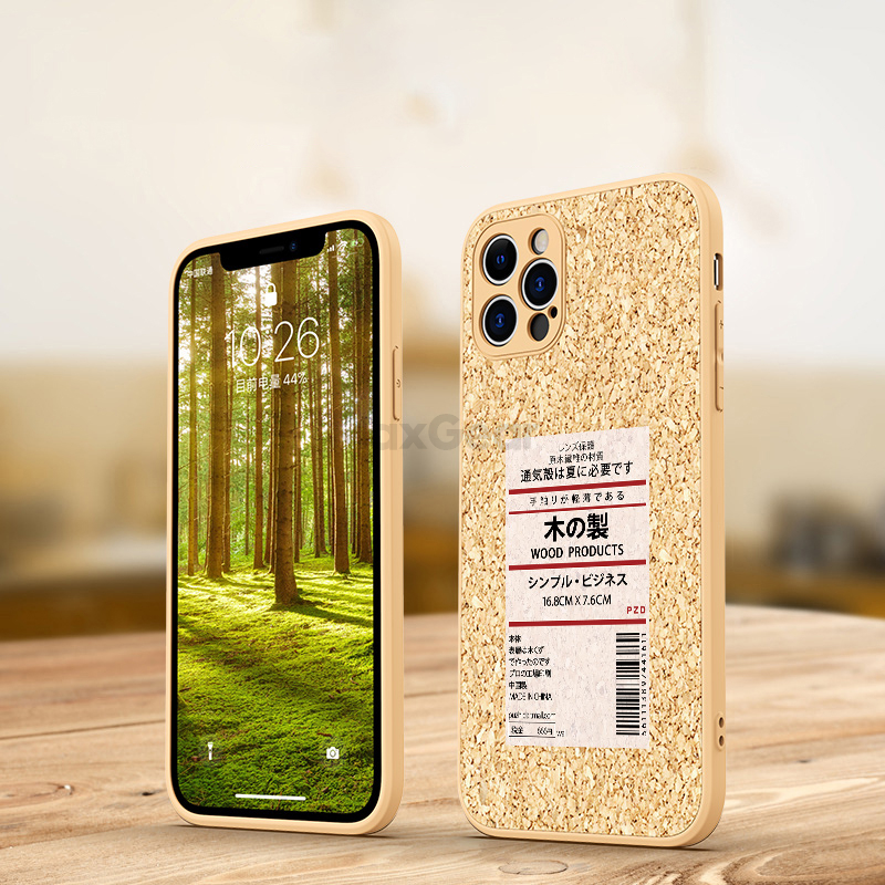 Funda de corcho de madera con letras para iPhone, 13, 12 Pro Max, Mini, 11 Pro Max, XR, X, XS Max, 7, 8 Plus, funda de silicona suave a prueba de golpes: Cuero genuino / Azul cielo