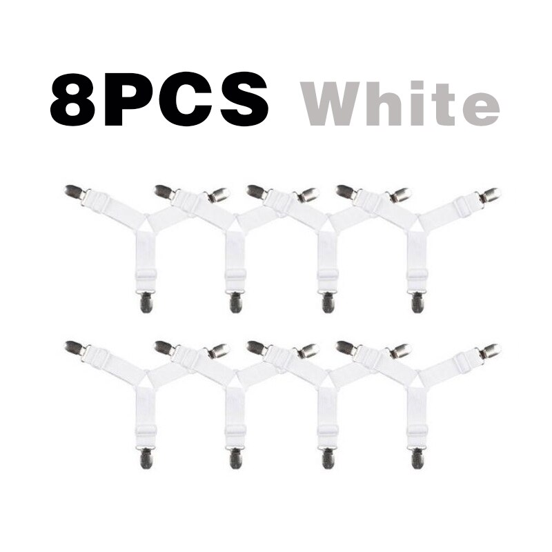 4 sztuk/zestaw łóżko sypialniane arkusz klip materac łączniki przydatne elastyczna osłona koce chwytaki uchwyt mocowania antypoślizgowy pas DIY: 8 white