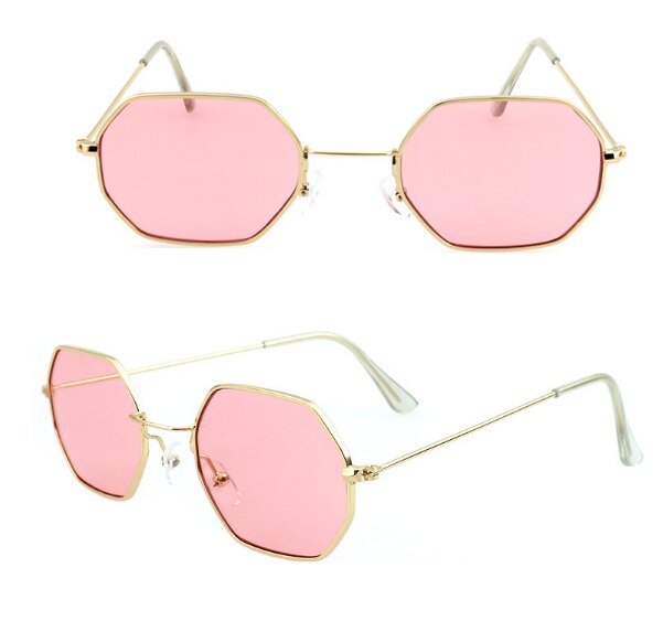 Fishing Camping Hiking Clear Lens Sunglasses Men Vintage Sun Glasses Hexagon Metal Frame Sunglasses Women Polygon: A