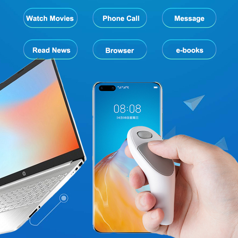 Bluetooth Wireless Air Mouse wiederauf ladbare Typ-C ergonomische Mäuse Touch Control Daumen Finger Mini-Maus für Telefon iPad Tablet iOS