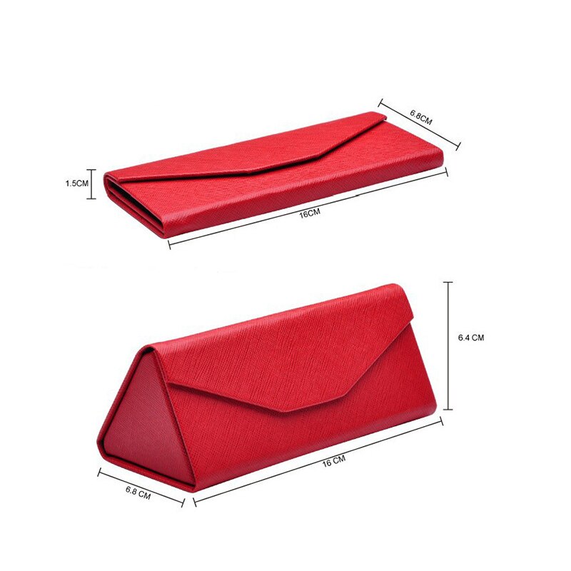 Opvouwbare Zonnebril Geval Vrouwen Spektakel Geval Leesbril Doos Eyewear Driehoek Container Beschermende Covers Zwart Lederen