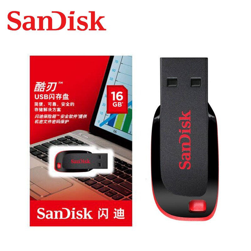 SanDisk 100% oryginalny Cruzer Blade CZ50 pamięć USB 128GB 64GB 32GB 16GB Pen Drive USB 2.0 dysku Pendrive Pendrive