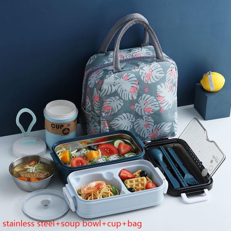 Lunch Box Bento Box Voor School Kids Kantoormedewerker 2 Lagen Microwae Verwarming Lunch Container Voedsel Opbergdoos: set5-bule