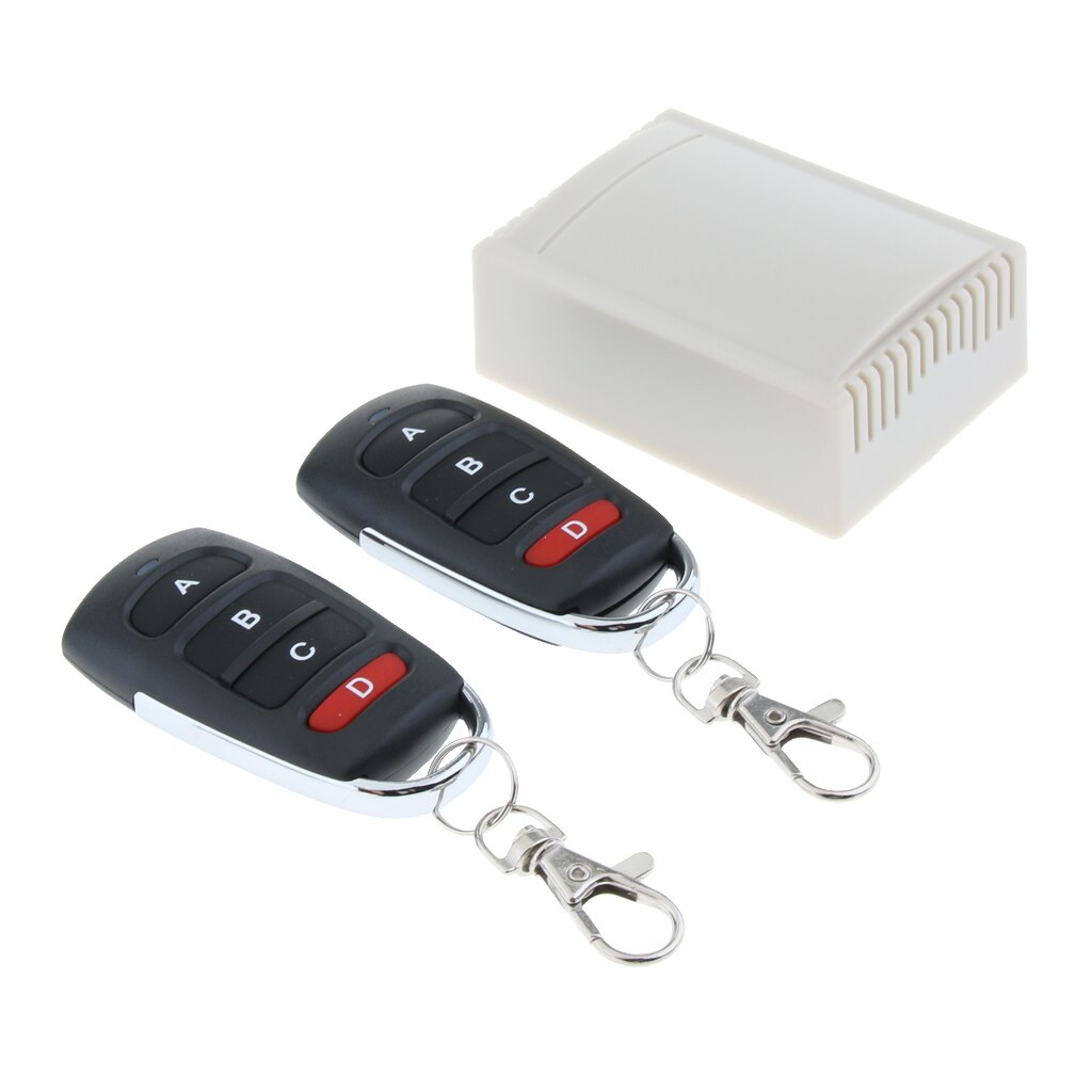 DC 12V Wireless RF Relay Remote Control Switch 4 Channels Receiver Module with 2 Transmitters Light Lamp Controller