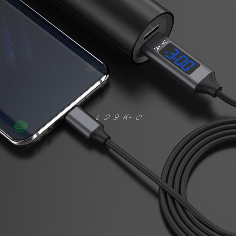 Qc 3.0 Micro Usb/Type C Snel Opladen Data Sync Kabel Met Spanning Stroom Led Display L29K