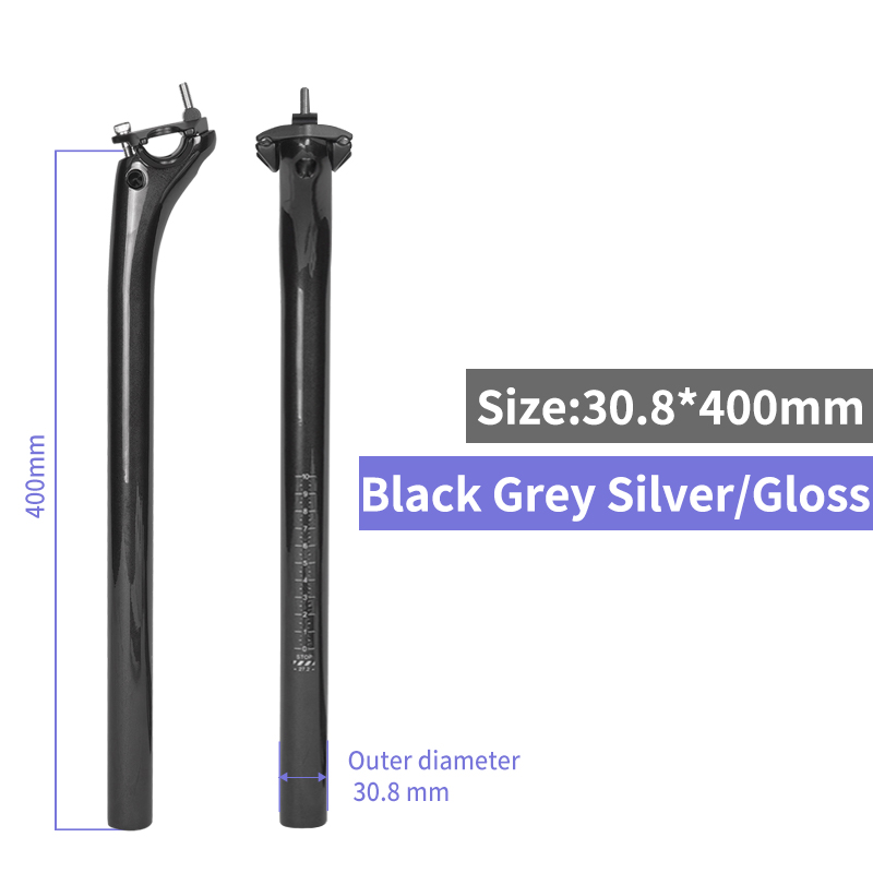 Bike Seatpost Carbon Black Matt Offset 20mm Mtb Bike Canote Carbono 27.2/30.8/31.6 Seat For Bicycle Length 350/400mm: Gloss30.8-400mm