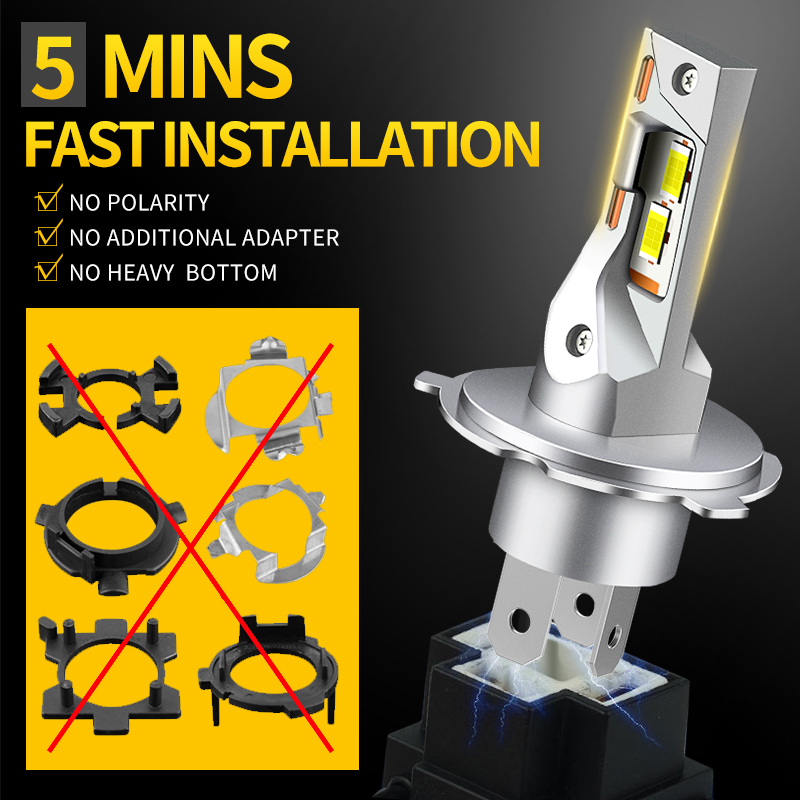 2 uds 20000LM H4 bombilla de faro LED 9003 HB2 haz alto y bajo Super brillante H4 Led faro de motocicleta luz automática lámpara Led 12V 6500K