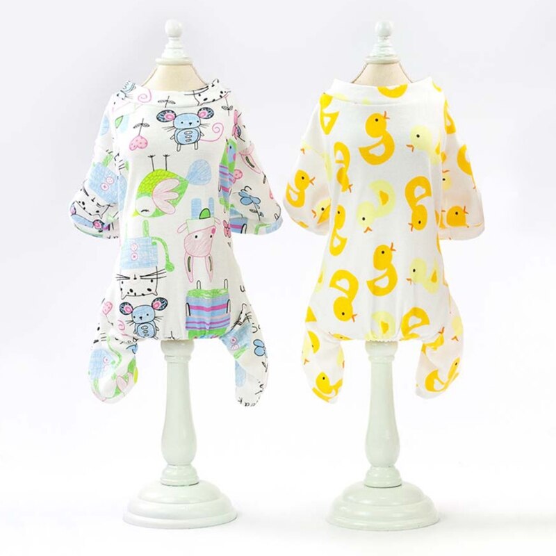 All Seasons Cartoon Print Dog Pajamas Soft Comfortable Puppy Dog Jumpsuit Cute Patterns Pet Rompers Home Wear Pajamas