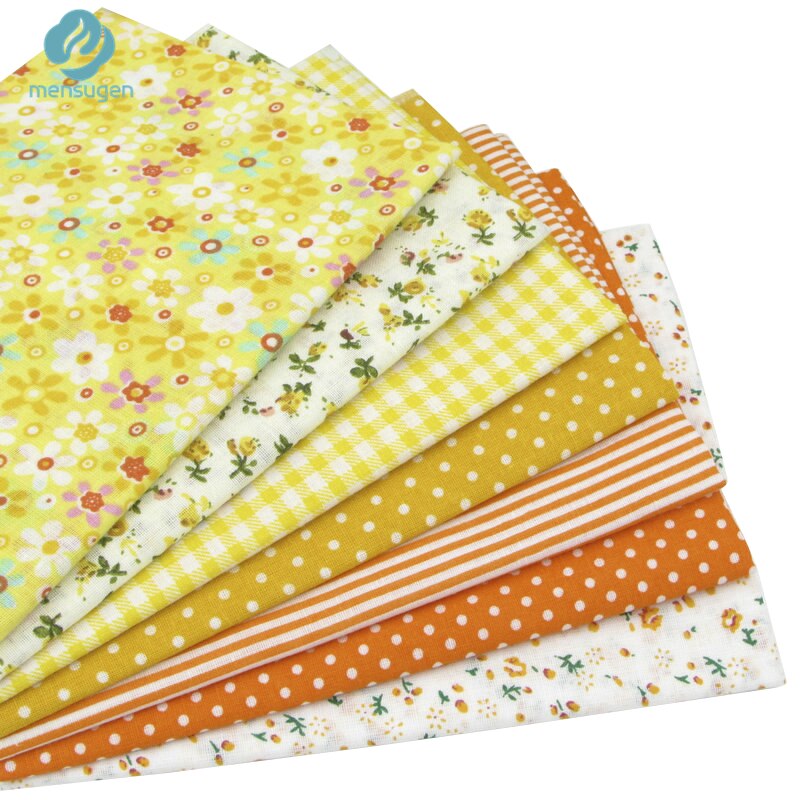 Tela para colchas de algodón de 100% amarillo de 7 Uds., para costura DIY, Patchwork, ropa de cama para niños, bolsas Tilda Doll, telas para bebés, tela de 50*50cm
