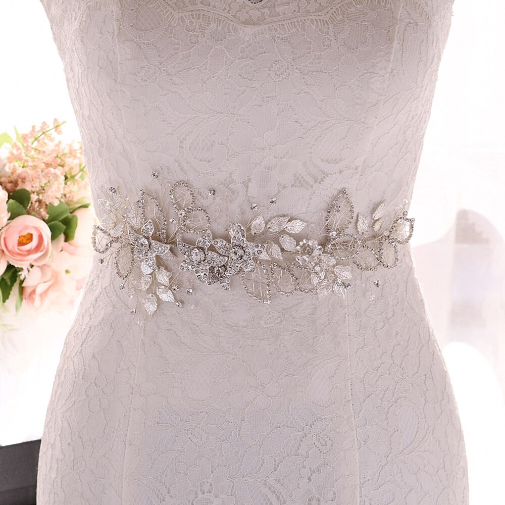 Cinturones de flores de aleación de plata, cinturón de diamantes de imitación para boda, joya femenina, faja para vestido, cinturón nupcial de diamantes de lujo para mujer