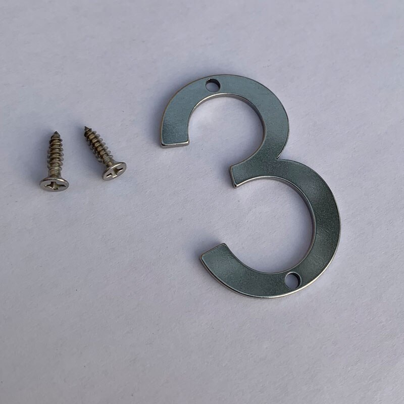 50mm Stainless Steel House Numbers With Screws Metal Digital Label Doorplate Door Plaque Number Signs For Mailbox Street Numbers: Number 3