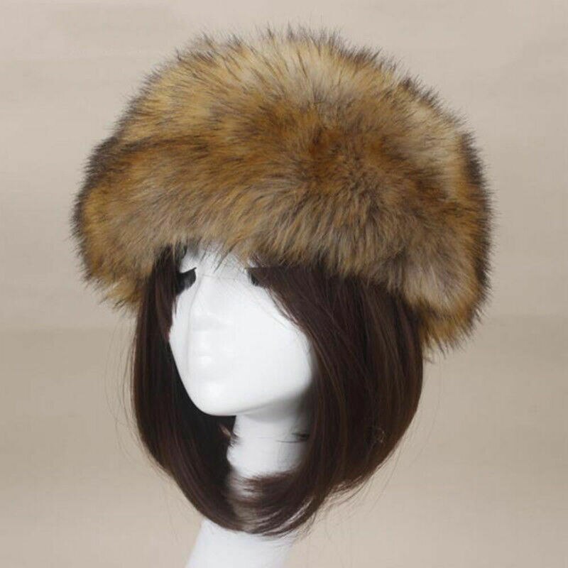 Winter Dikke Harige Haarband Fluffy Russische Faux Fur Vrouwen Meisje Bont Hoofdband Hoed Winter Outdoor Earwarmer Ski Hoeden
