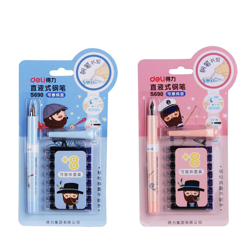 Deli pen Candy Fountain pen writing stationery blue ink pen school & business supplies for kid writing tools