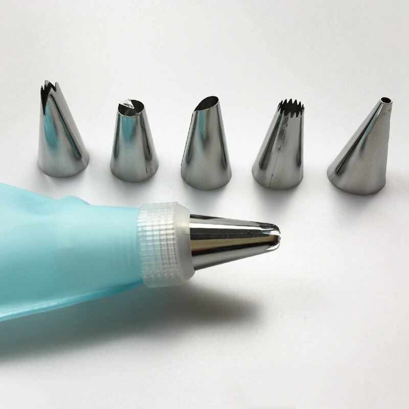 8 stuks keukenaccessoires glazuur spuitzak slagroom spuitzak  + 6x roestvrijstalen spuitmondjes doe-het-zelf taartdecoratie
