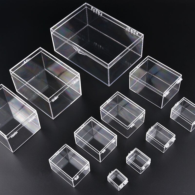 9 Sizes Transparent Small Square Clear Plastic Storage Boxes For Mini Jewelry/Beads/Crafts Case Container Display Packaging Box