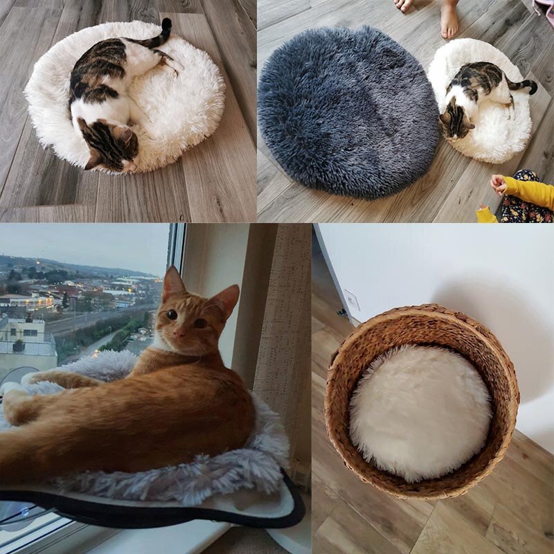 Ronde Hond Bed Mat Lange Pluche Kat Deken Pluizige Lounger Hond Kussen Warm Huisdier Bed Huis Voor Kleine Grote Honden katten Dierbenodigdheden