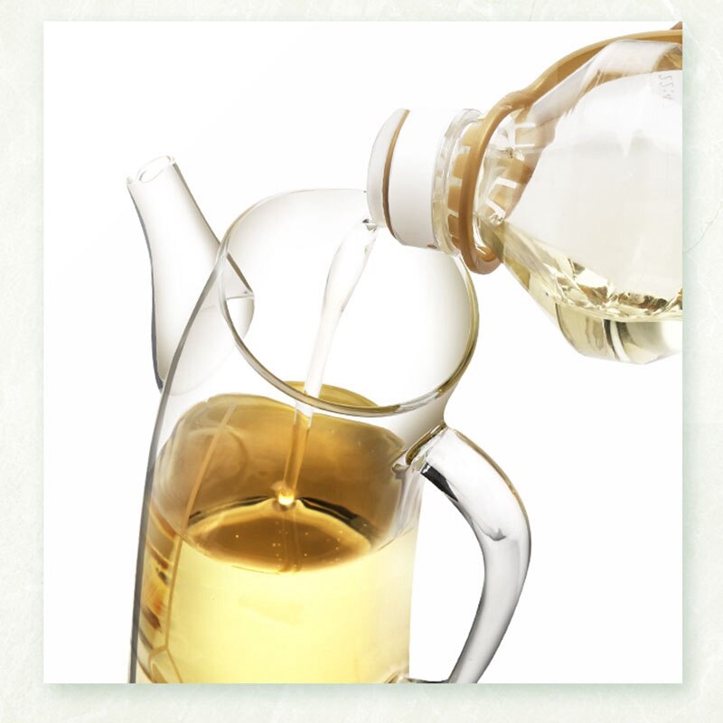 750ML LeakProof Glass Oil Can Sauce Bottle Transparent Glass Storage