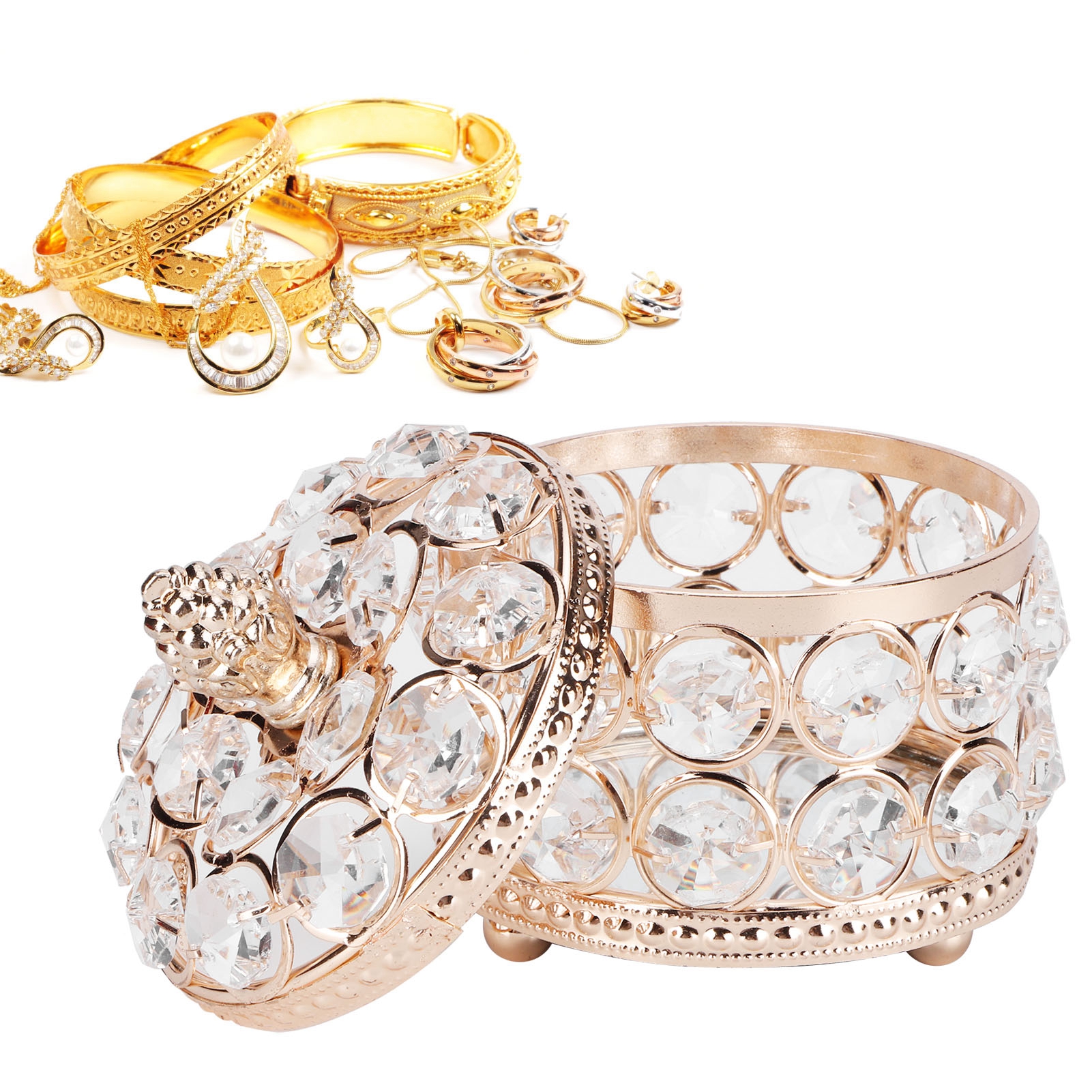 Kristallen Sieraden Doos Prachtige Organizer Lady Oorbellen Ringen Armbanden Opbergdoos Voor Bruiloft