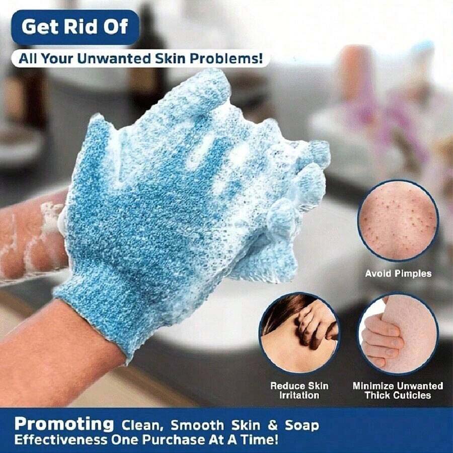 Guantes de ducha exfoliantes reversibles, guantes exfoliantes para el cuerpo, herramientas de limpieza, toalla de baño, productos de baño, exfoliante de espalda, 2 uds./6 uds./12 Uds.