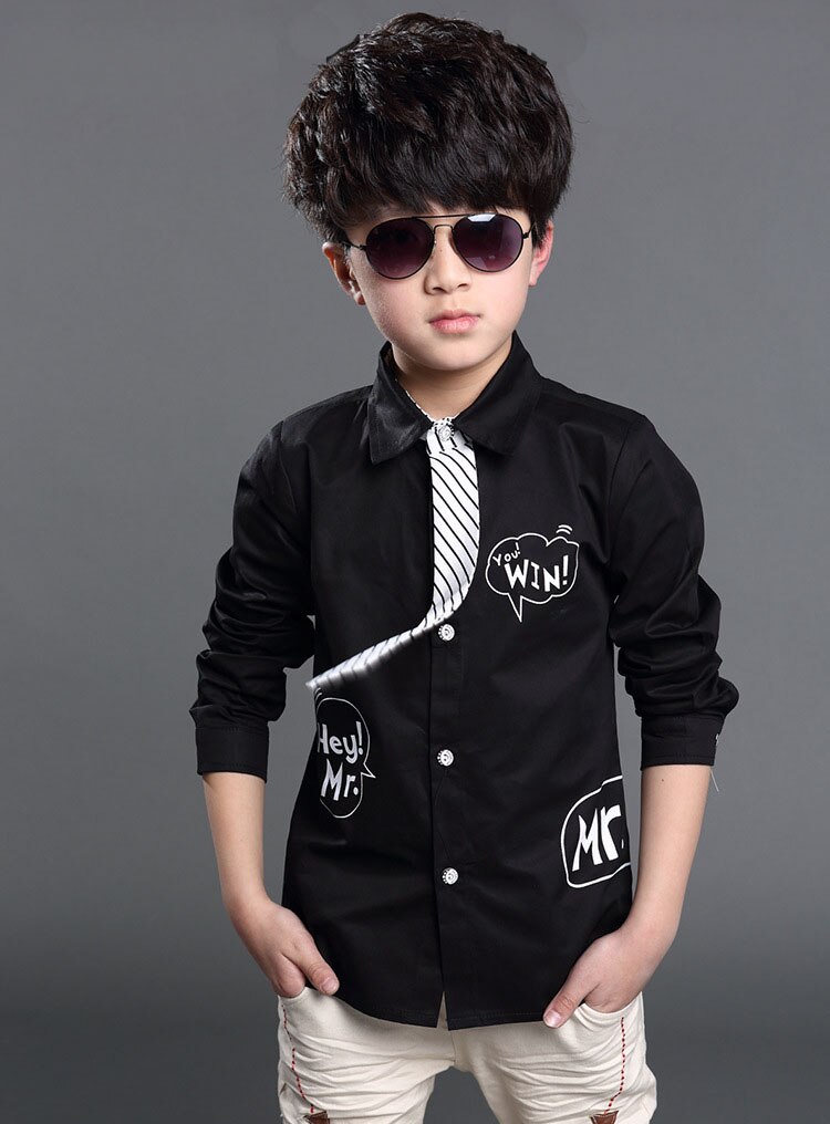 V-drzewo nastolatek chłopięca koszula z długim rękawem moda szkolna koszula dla chłopców dzieci białe koszule chłopięce koszule chłopięce