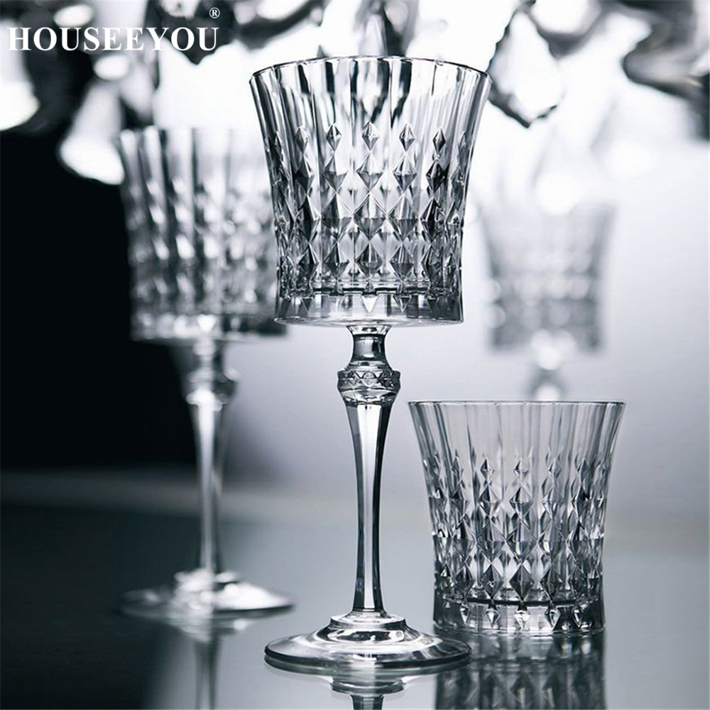 Husdu europeisk luksus retro utskåret krystallglass beger vinkopp champagne fløyter cocktail drikke bar restaurant verktøy