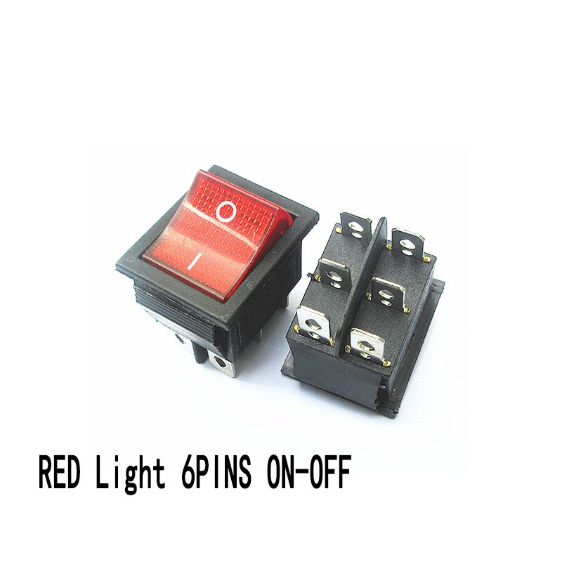 5PCS KCD4 Rocker Switch 2/3 Position 4/6 Pins Electrical Equipment With Light Power Switch Switch 16A 250VAC/ 20A 125V ON-OFF-ON: 6PIN  ON-OFF RED2
