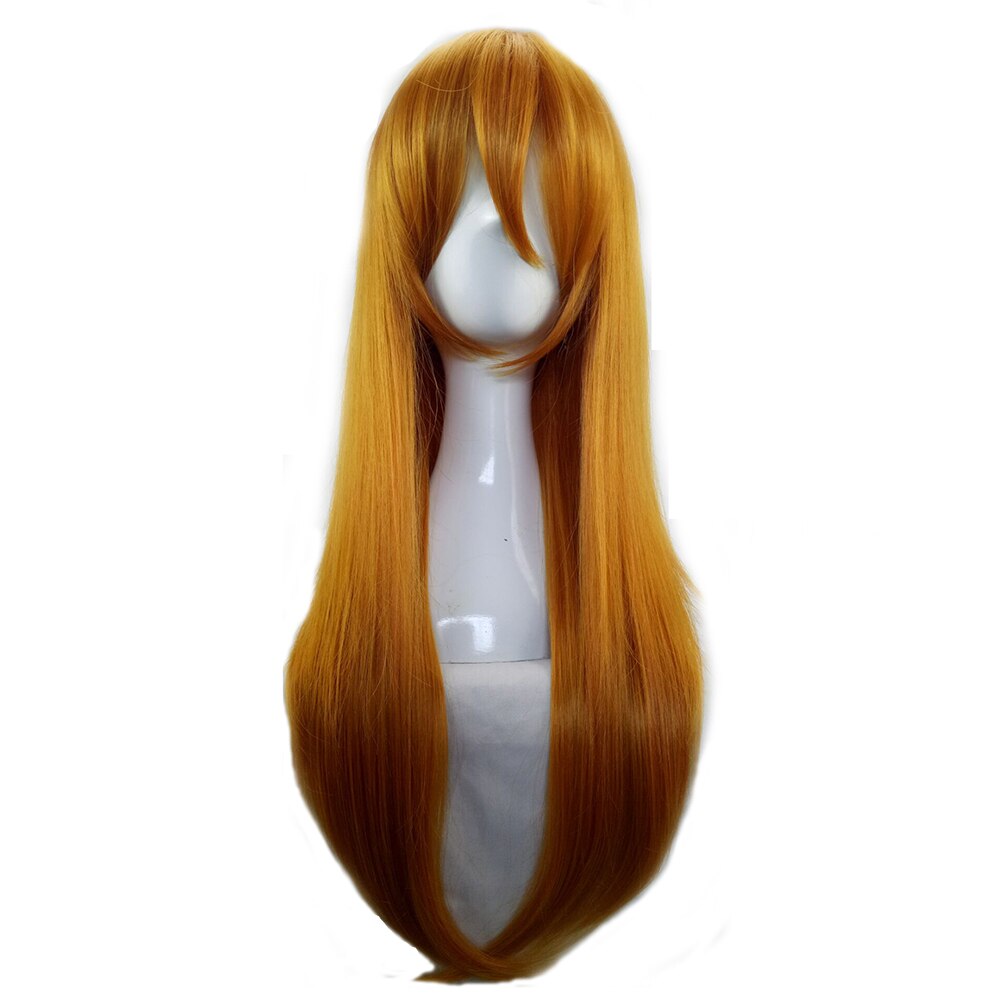 Hairjoy orange grøn lilla kostume fest cosplay paryk lang glat syntetisk hår parykker 15 farver tilgængelige: Orange 75cm