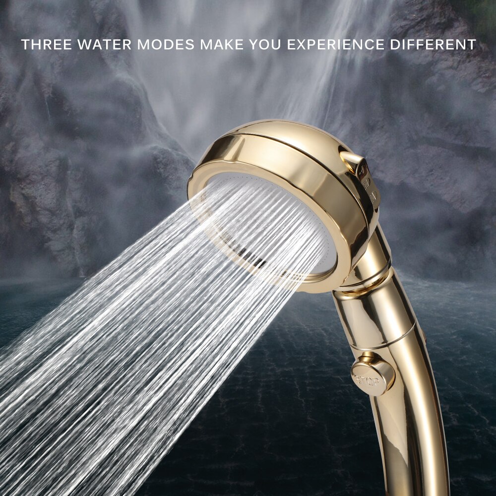 360 Degree Rotatable Adjustable 3 Modes Shower Head With Water Control Button High-Pressure Water-Saving Rain Shower Watering