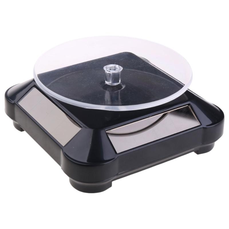 Y55C Turntable 360°Rotating Stand Solar Power Jewelry Spinner Watch Hobby Collection Shelf Rotating Display Multicolor