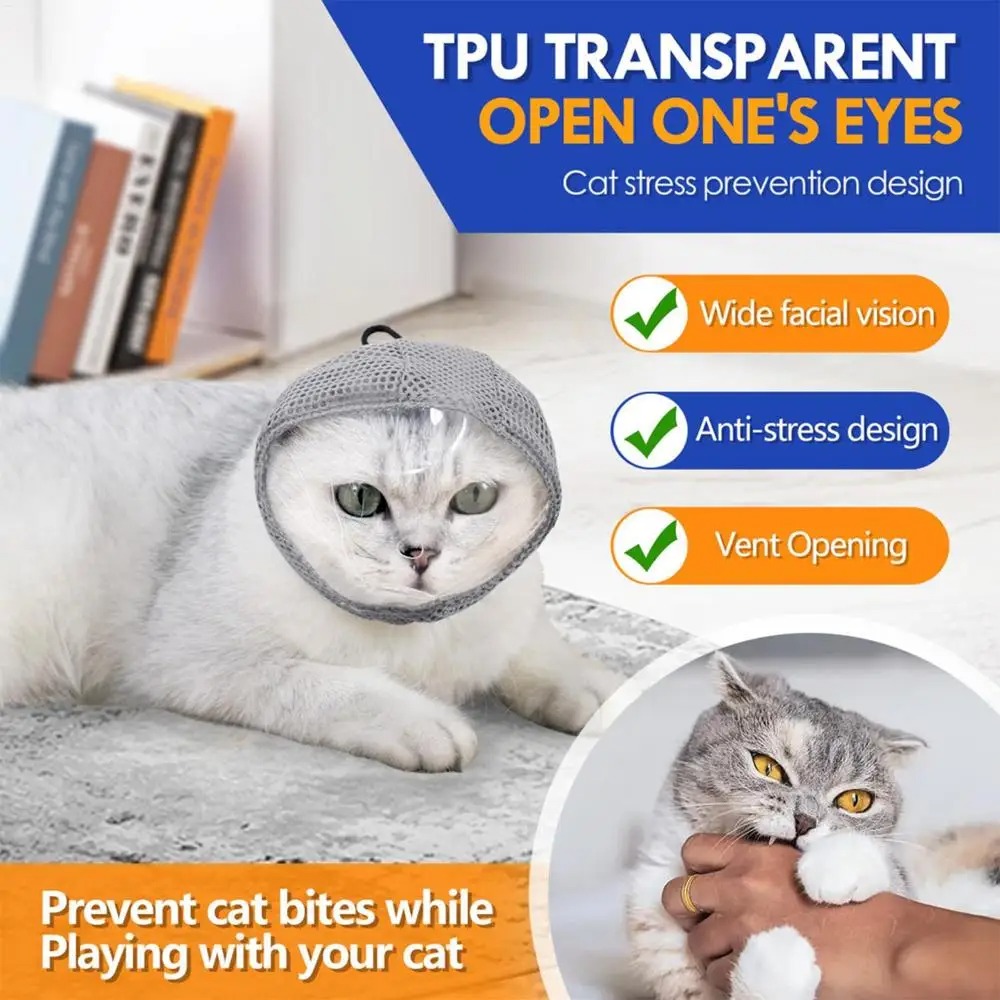 Breathable Cat Anti Bite Muzzles Adjustable Anti Scratch Kitten Anti-bite Headgear Comfortably Cat Grooming Restraint Bags