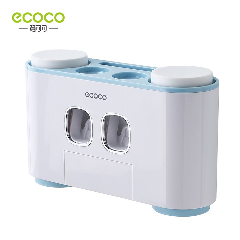ECOCO Automatic Toothpaste Squeezer Dispenser Set with Wall Mounted Kids Hands Free for Bathroom Accessories: Blue