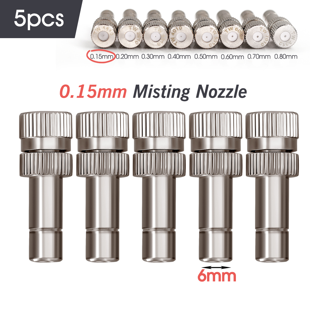 0,15–0,8 mm Niederdruck-Nebeldüsen, 6 mm Stecker, feine Zerstäubung, Sprühgerät, Gartenbewässerung, Befeuchtung, Kühlsystem: Weiß