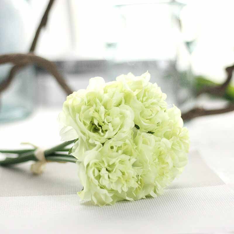 5 Heads/Boeket Pioenen Kunstbloem Nep Hortensia Kunstbloemen Voor Nieuwjaar Wedding Home Decoratie Guirlande: Green