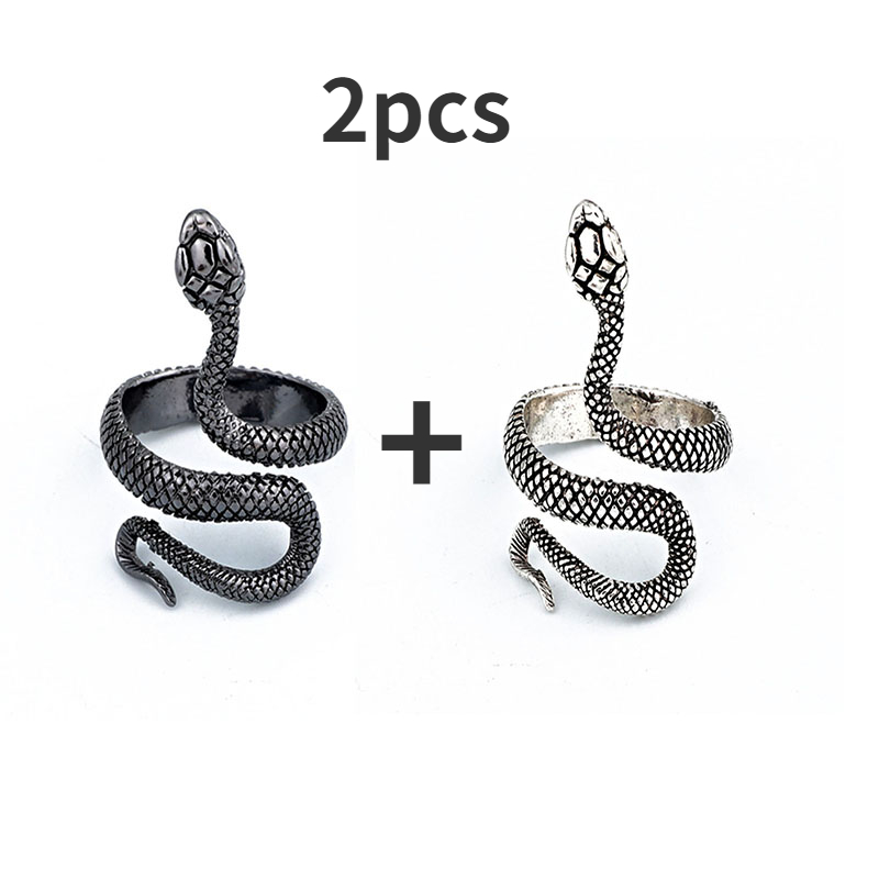 Bague serpent rétro Punk pour hommes et femmes, 4 pièces, couleur Antique exagérée, personnalité de la , stéréoscopique, ouverture ajustable: 5-2pcs