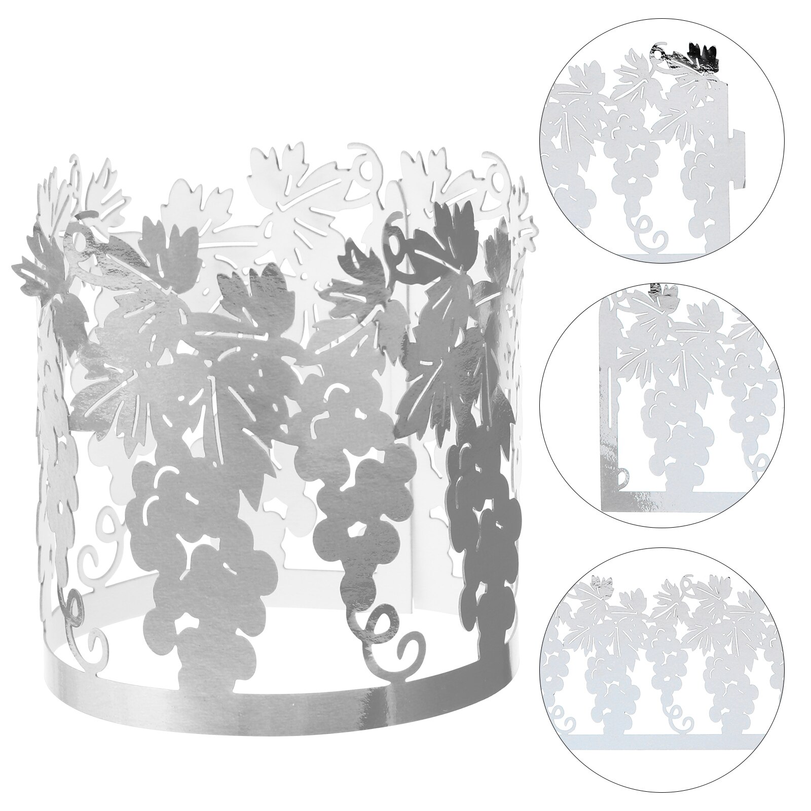 50pcs Candle Wraps Decorative Light Shades Black Cylindrical Lamp Enclosures: Silver