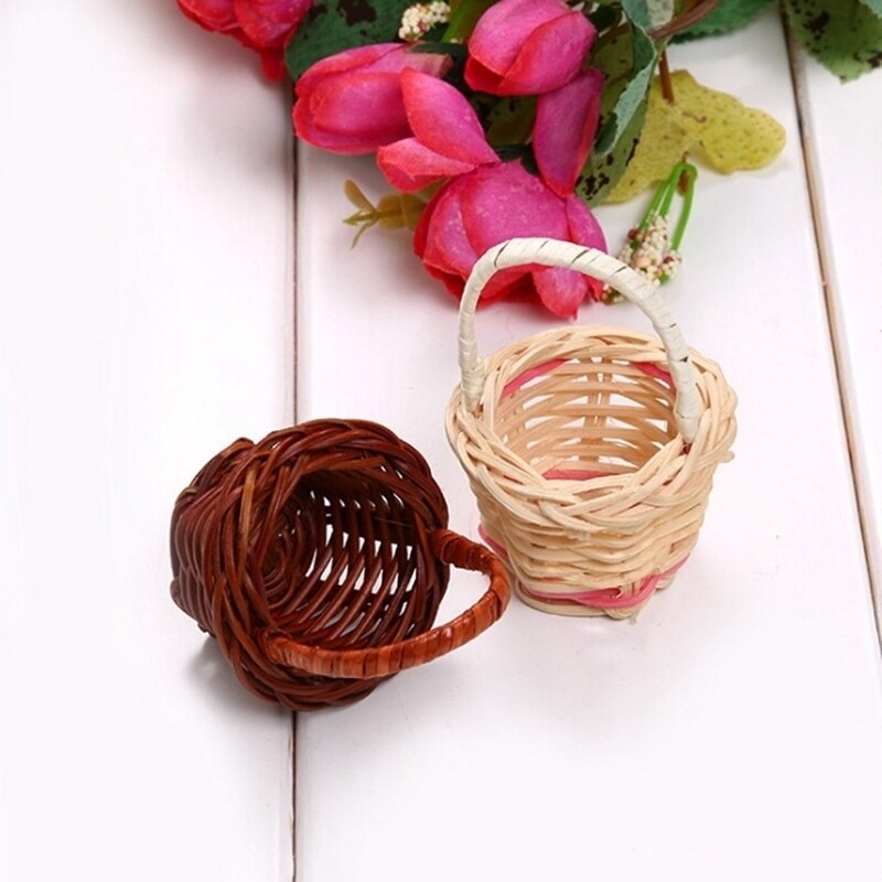 1PC Mini Rattan Weaving Storage Basket Fruit Rattan Storage Box for Cosmetics Tea Picnic Basket Organizer Kitchen Handicraft