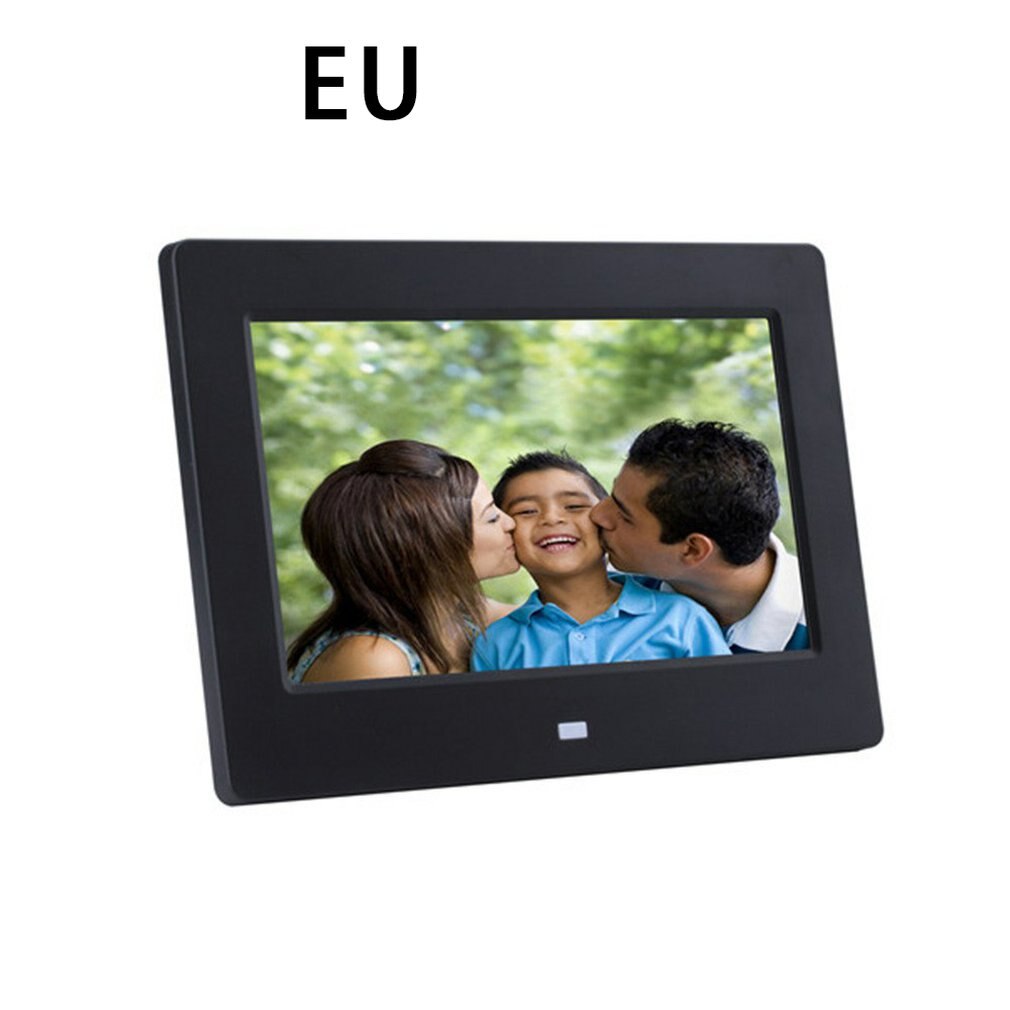 Digital photo frame Advertising player Support video music picture playback 7-inch 16:9 gold photo aspect ratio: Black / EU