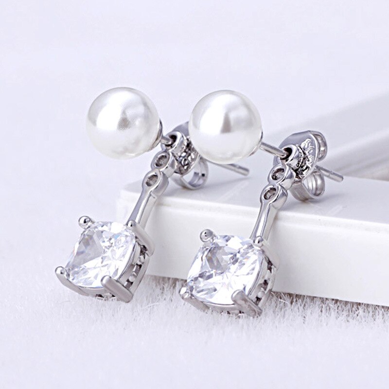 Brincos de prata esterlina 100%, brincos de moda com cristal de pérola, joias femininas anti-alergia, presente de natal para mulheres