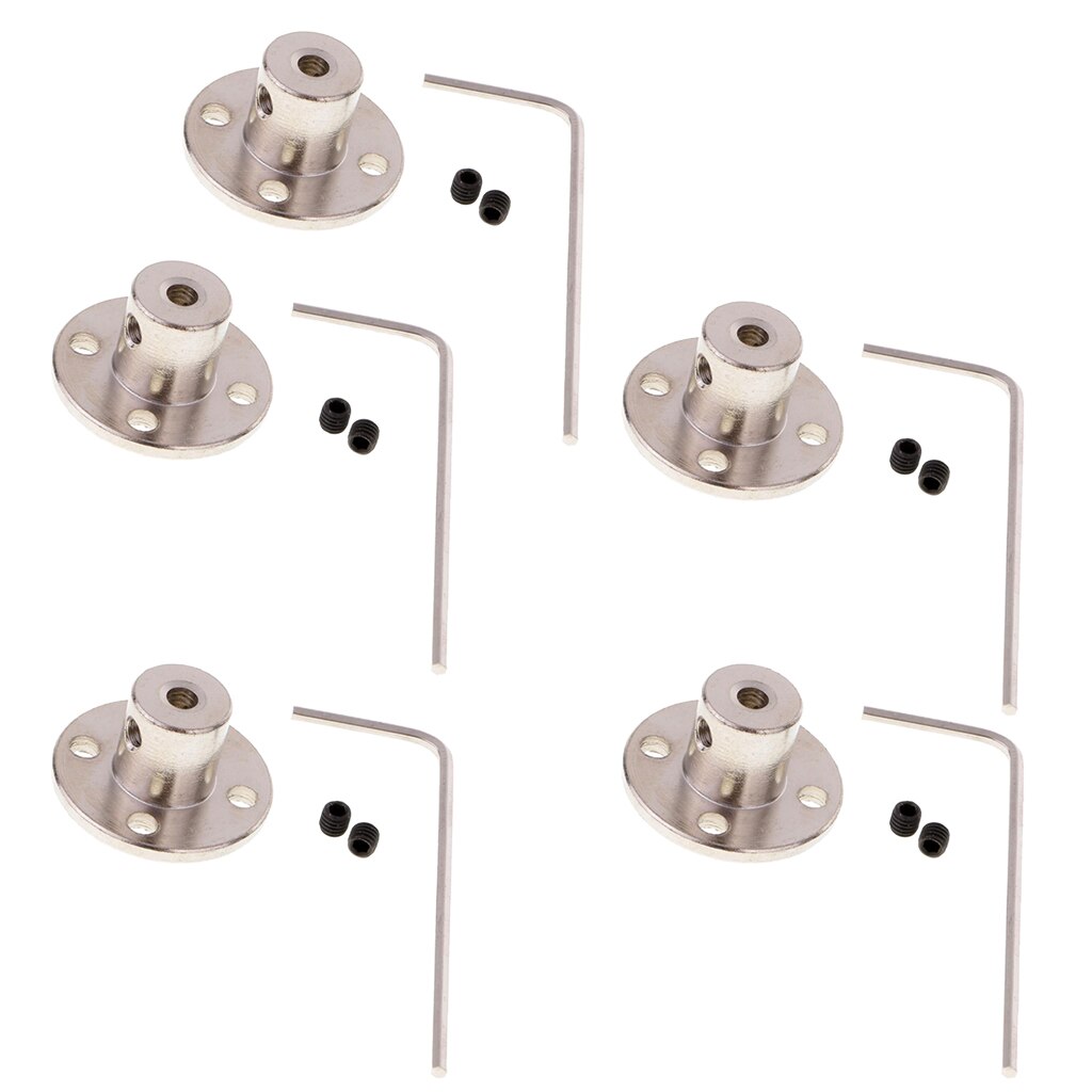 5 Pack of Metal Flange Shaft Coupling Rigid Flange Coupling Motors Guide Shaft Axis Bearing for RC Model Motor