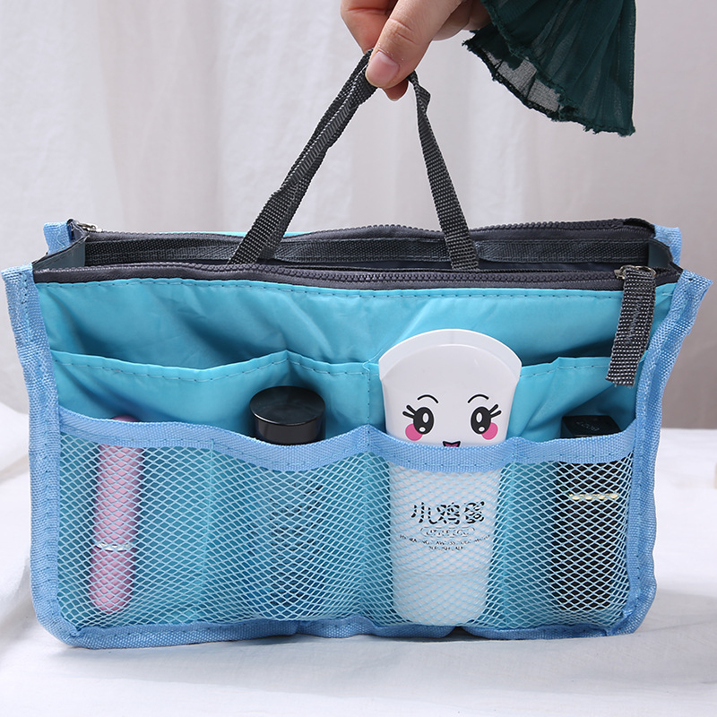 Multifunctionele Organizer Insert Bag Vrouwen Nylon Travel Organizer Insert Handtas Portemonnee Grote liner Lady Make-Up Cosmetische Bag