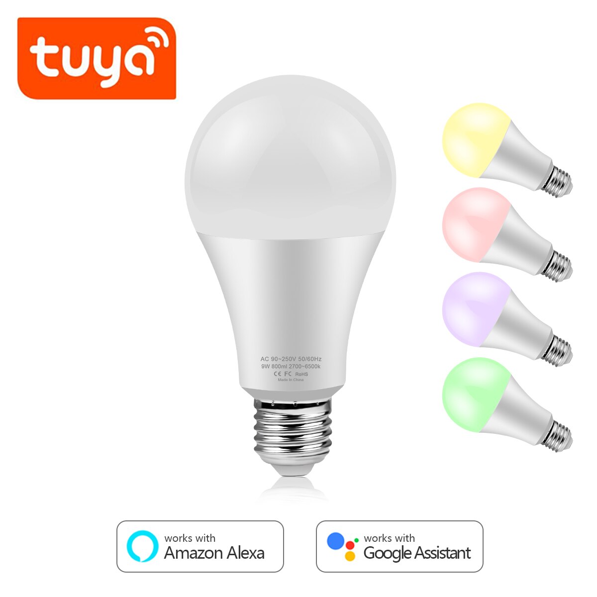 For Apple Homekit App Smart Wifi LED Bulb Works With Alexa Google Assistan，Smart Life Tuya App House Bulb Bluetooth App LED Lamp