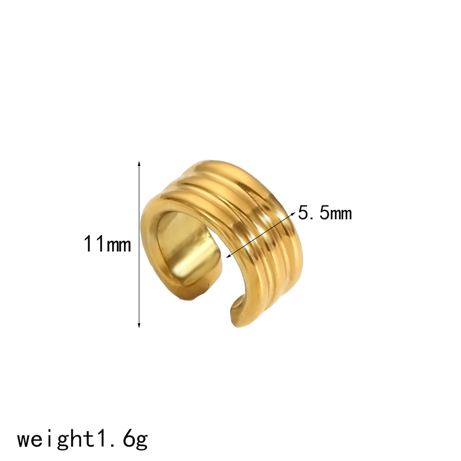 18K Gold Color Stainless Steel Multilayer Ear Clip Waterproof Metal Unique Trendy Women: Platinum Plated