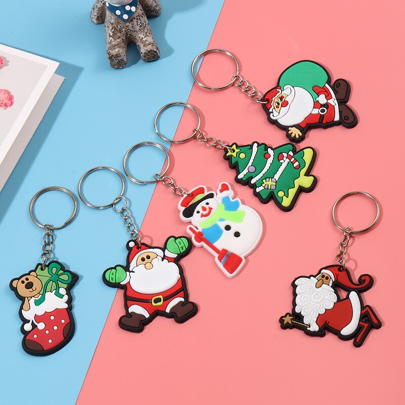 Kerstversiering Pvc Zacht Rubber Herten Oude Man Sleutelhanger Kerstboom Kleine Hanger Kerst Slee Leuke Charm
