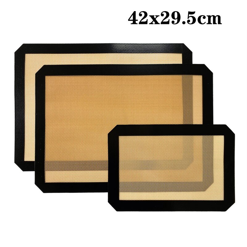 Esterilla de silicona antiadherente para hornear, almohadilla para galletas, para masa esterilla, resistente a altas temperaturas, para horno, de fibra de vidrio: black-42x29.5cm