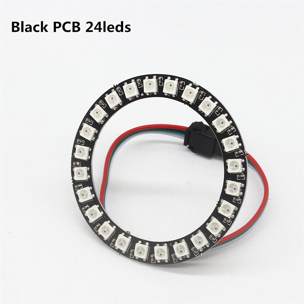 Individually Addressable WS2812B Pixel Ring 8/16/24/35/45Leds 5050 RGB Led Ring WS2812 IC BuiIt-in Led Module Pixel Strip Lights: 24 Leds Black