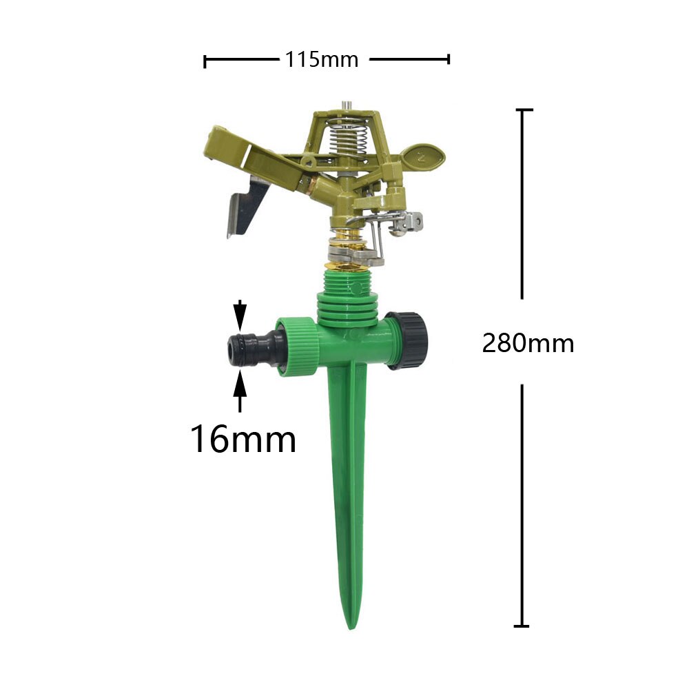Aspersores rotativos de Metal para césped y jardín, rociador automático de 360 grados para granja, agua de riego con soporte de boquilla: F