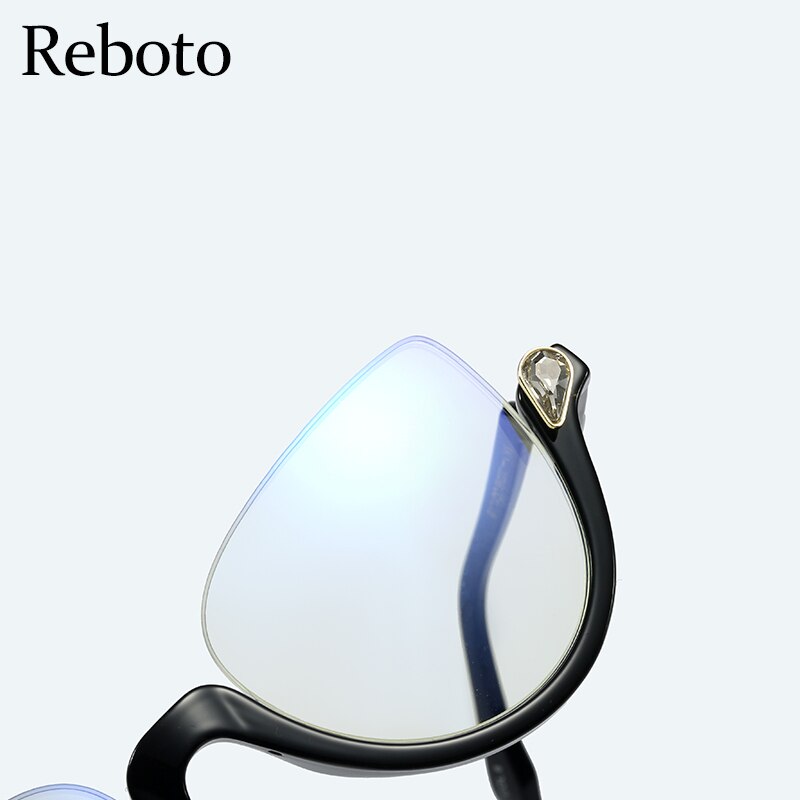 Trendy Glasses Frame Women Half Frame Black Anti Blue Light Eyeglass Frame Luxury Crystal Cleear Glasses Frames Okulary